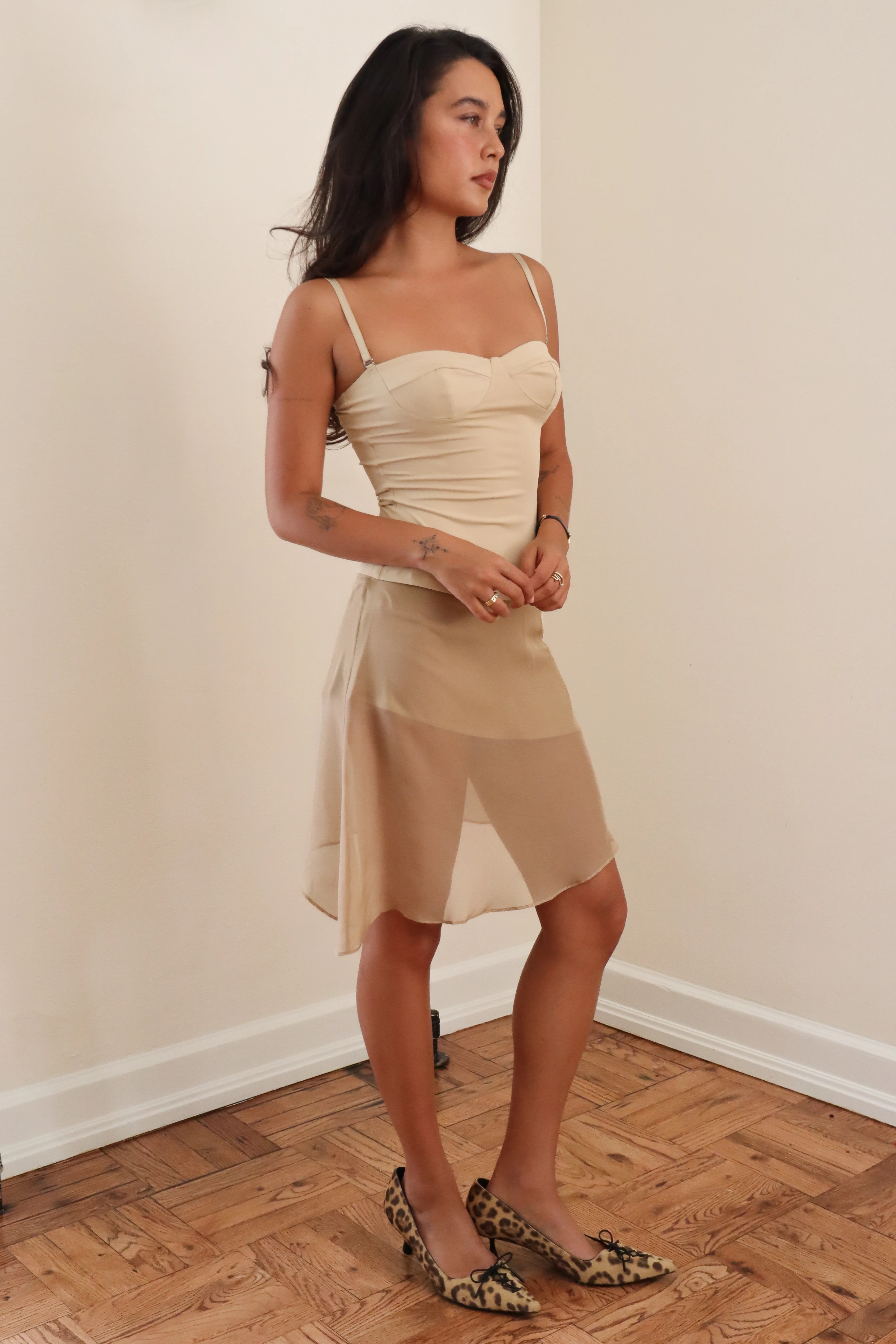 ASYMMETRICAL BIAS CUT SKIRT latte - Image 10