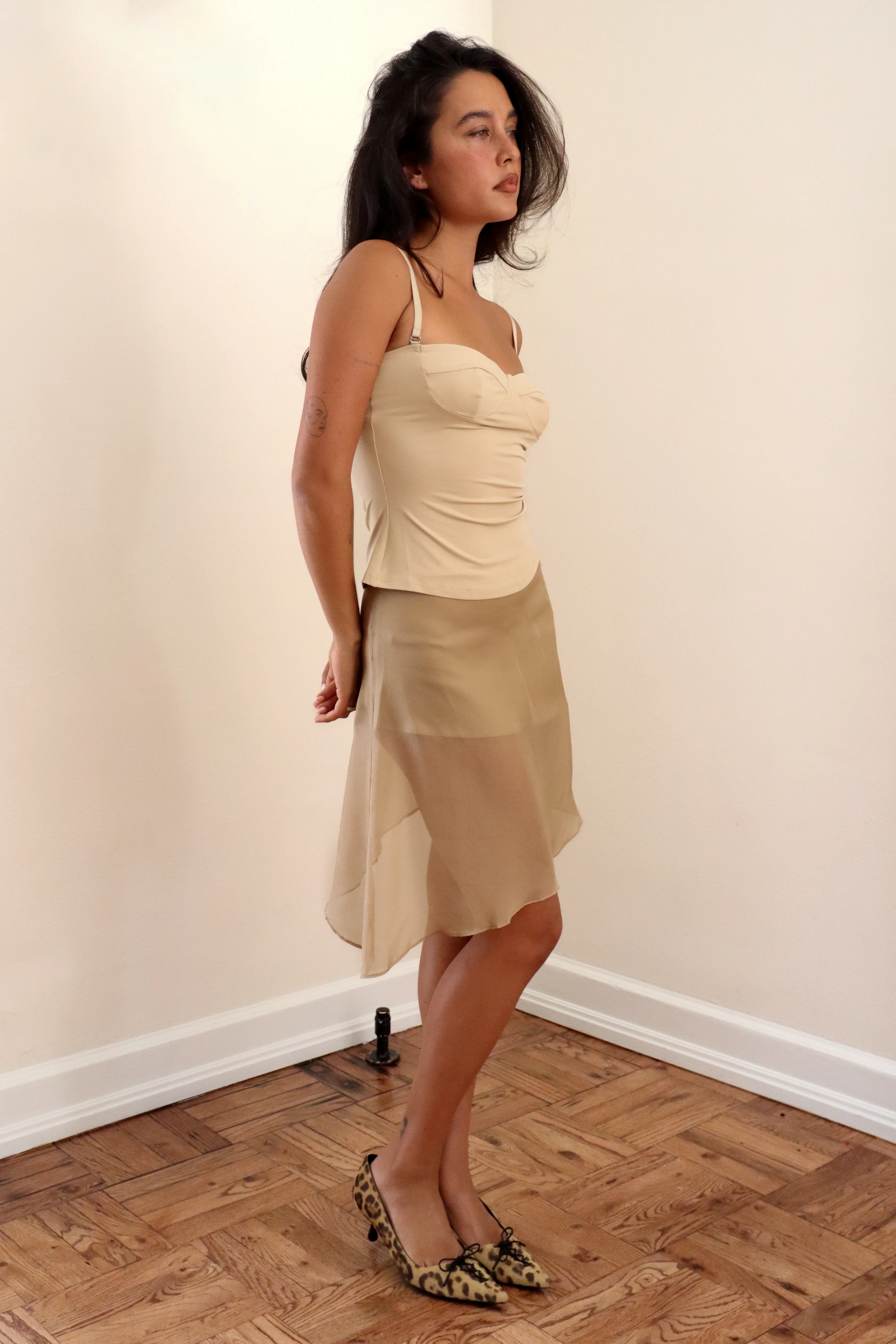ASYMMETRICAL BIAS CUT SKIRT latte - Image 8