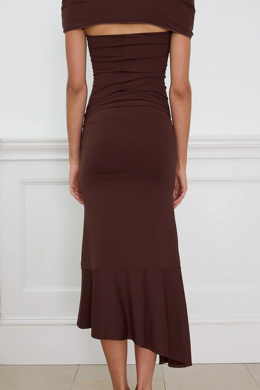 GRADUAL DRAPE SKIRT chocolate - Image 5
