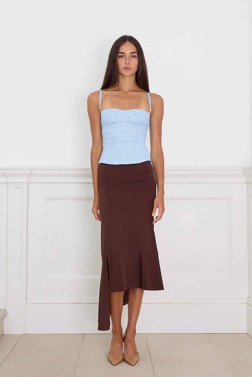 GRADUAL DRAPE SKIRT chocolate - Image 6