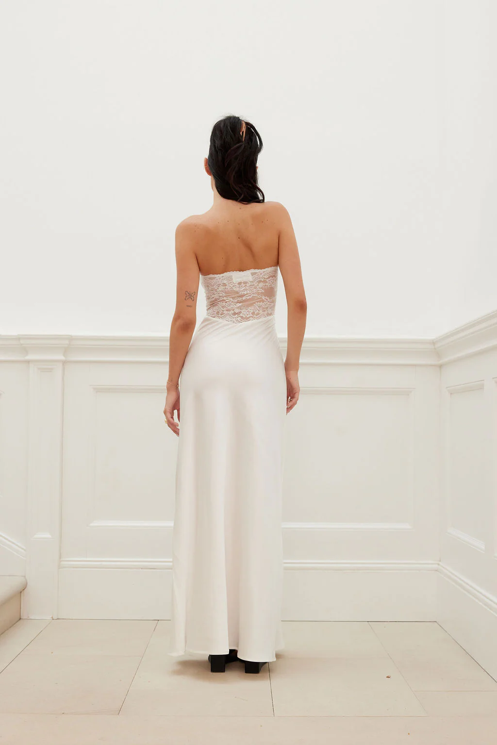 LACE BUST BIAS CUT MAXI DRESS ivory - Image 4