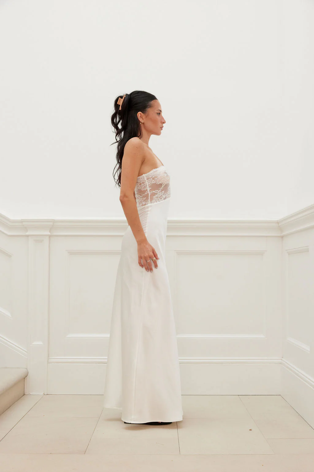 LACE BUST BIAS CUT MAXI DRESS ivory - Image 5