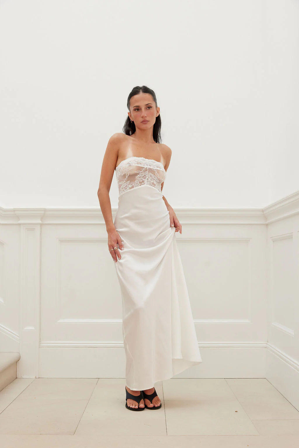 LACE BUST BIAS CUT MAXI DRESS ivory - Image 6