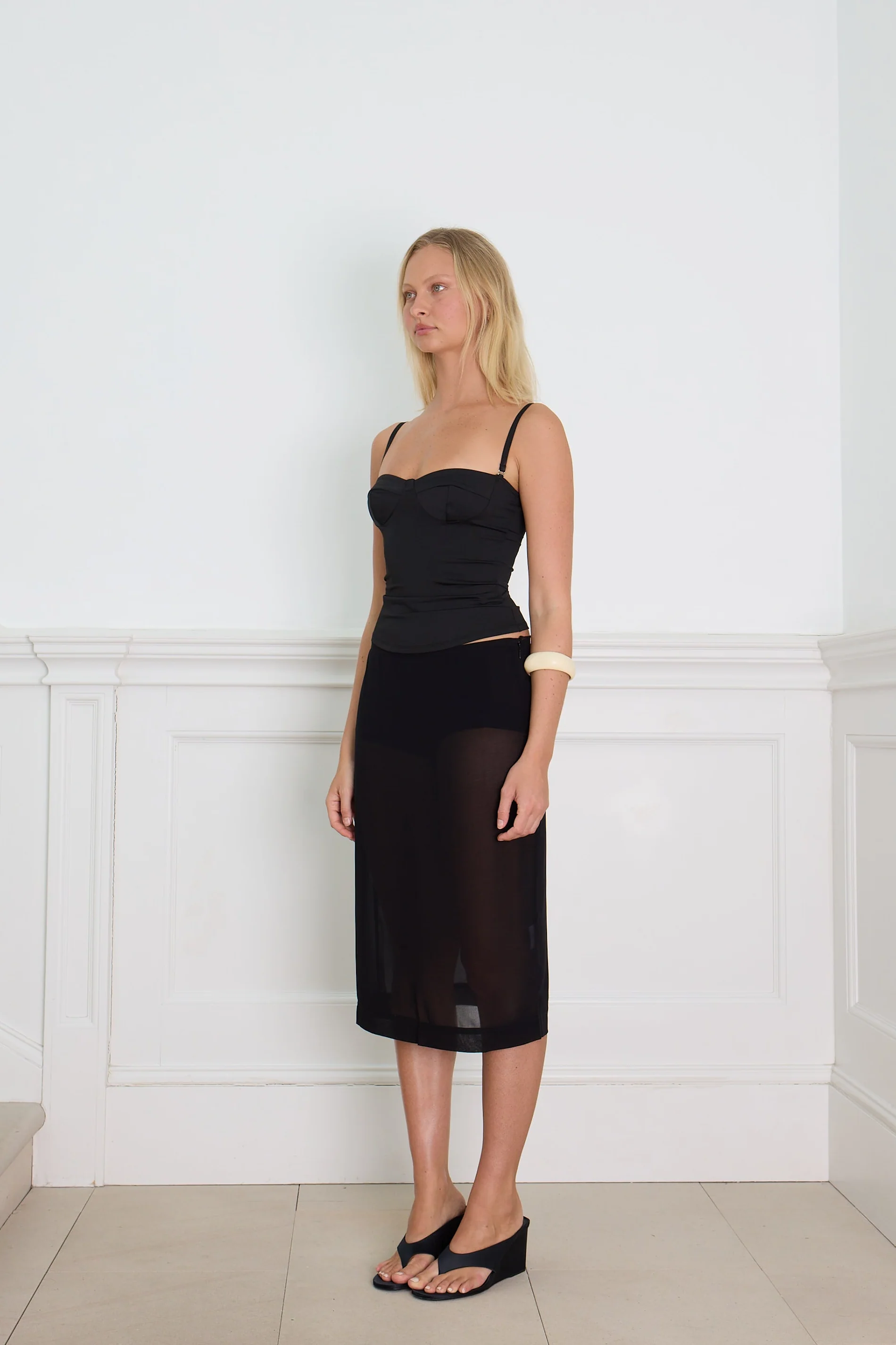 SHEER MID LENGTH SKIRT black - Image 9