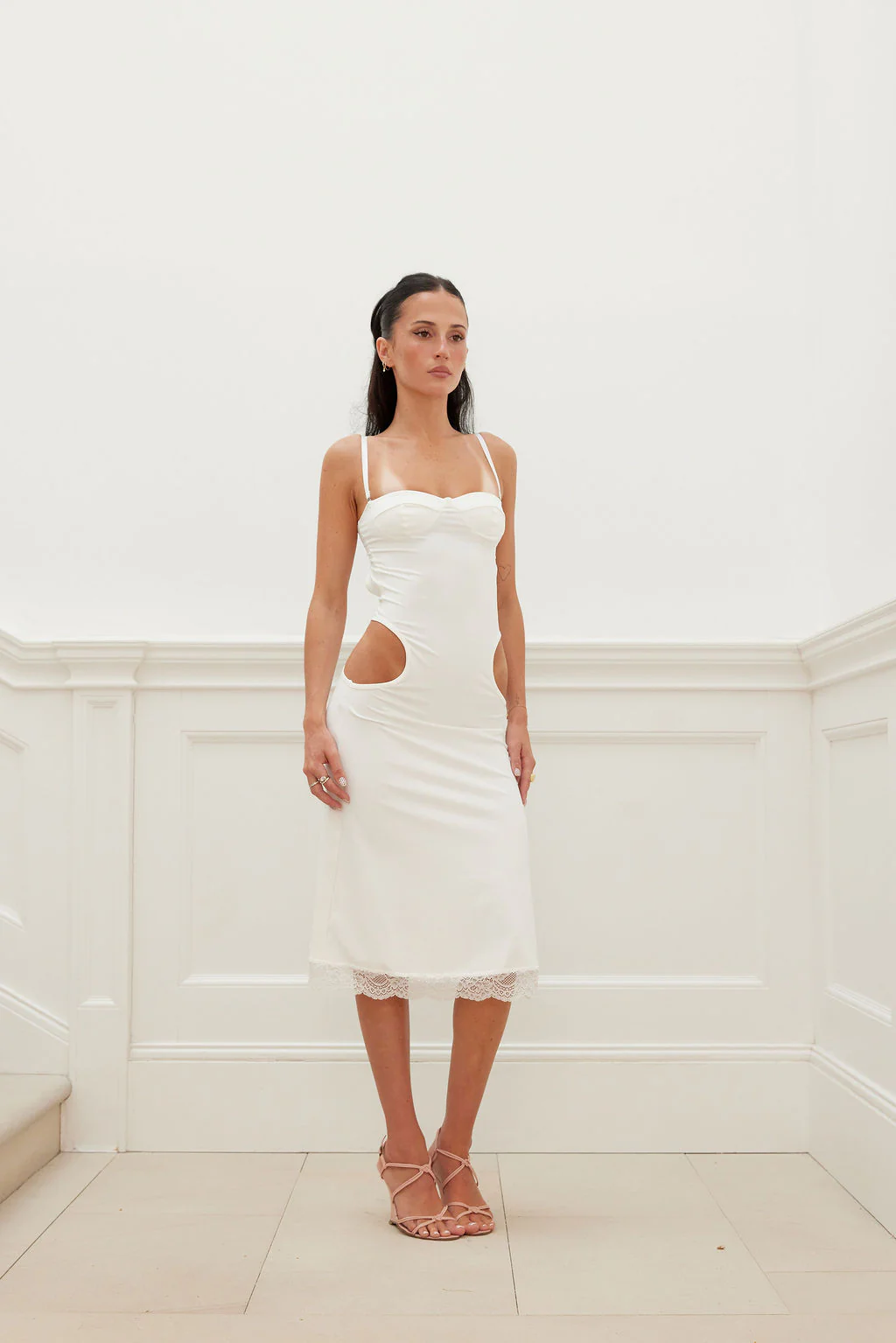 SIDE HIP CUT OUT MIDI DRESS ivory - Image 5