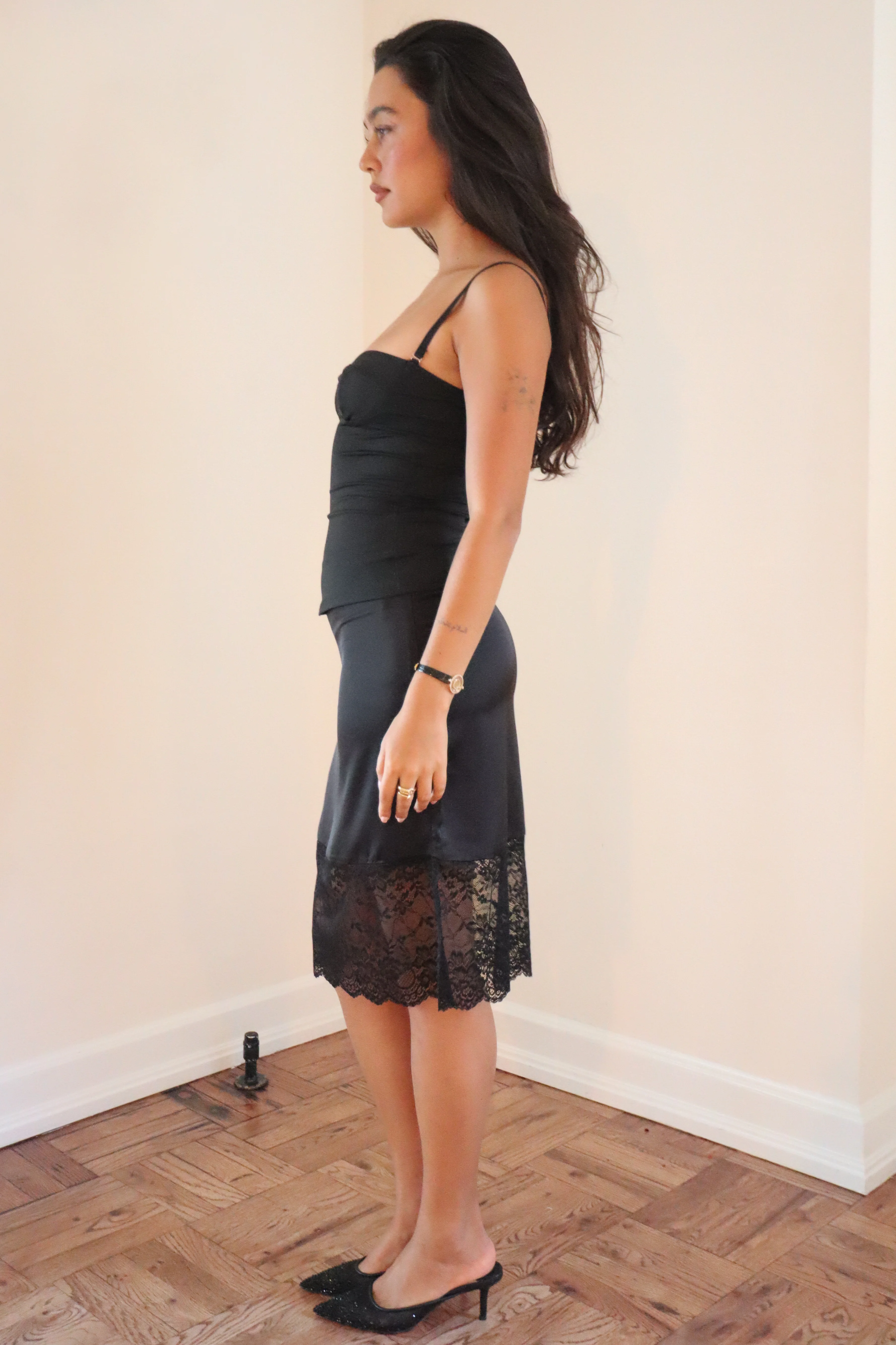 LACE MIDI SKIRT black - Image 7